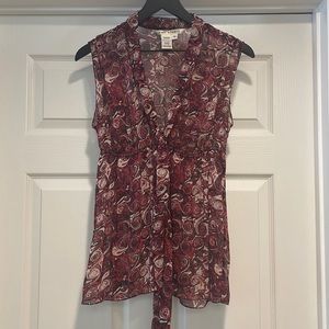 Max Studio Burgundy and White Blouse